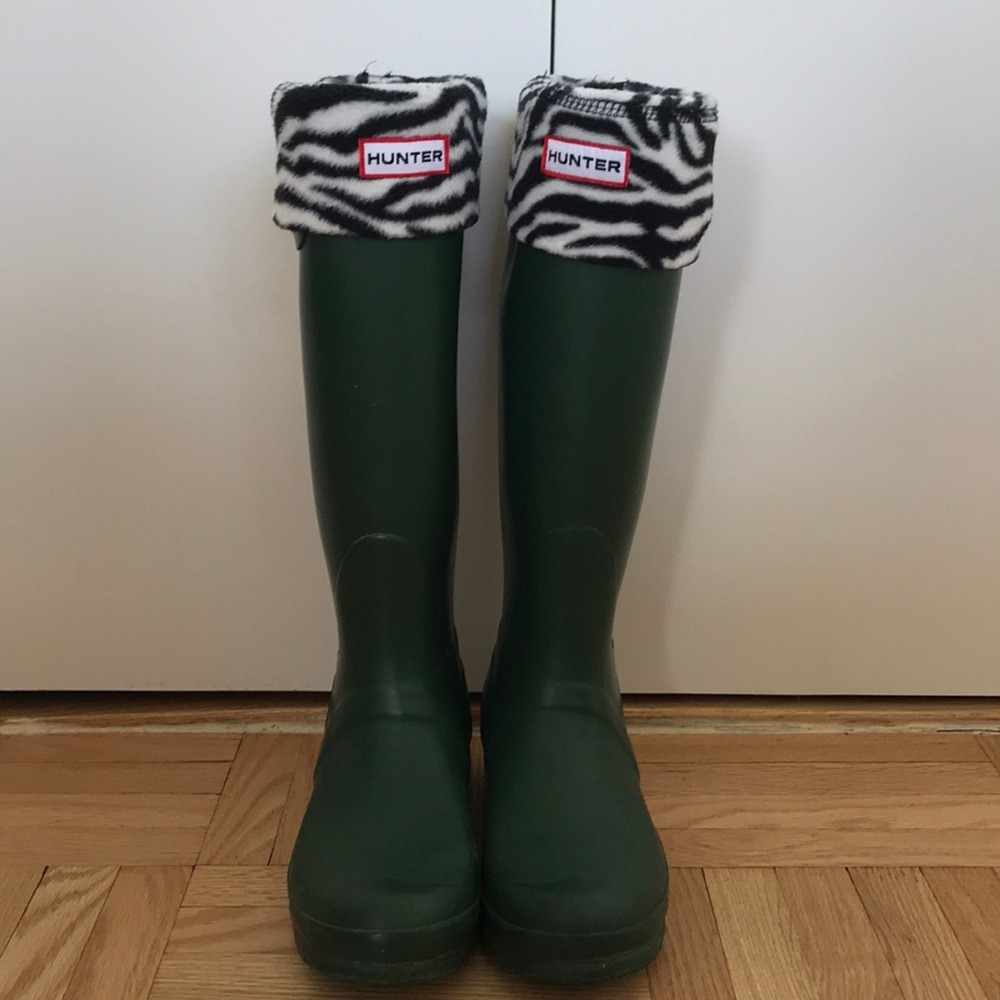 Hunter Rainboots with zebra sock insert